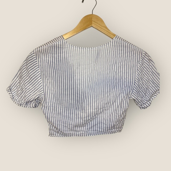 All Saints | Alana Striped Twisted Crop | Size 4 | White/Blue - Picture 9 of 12